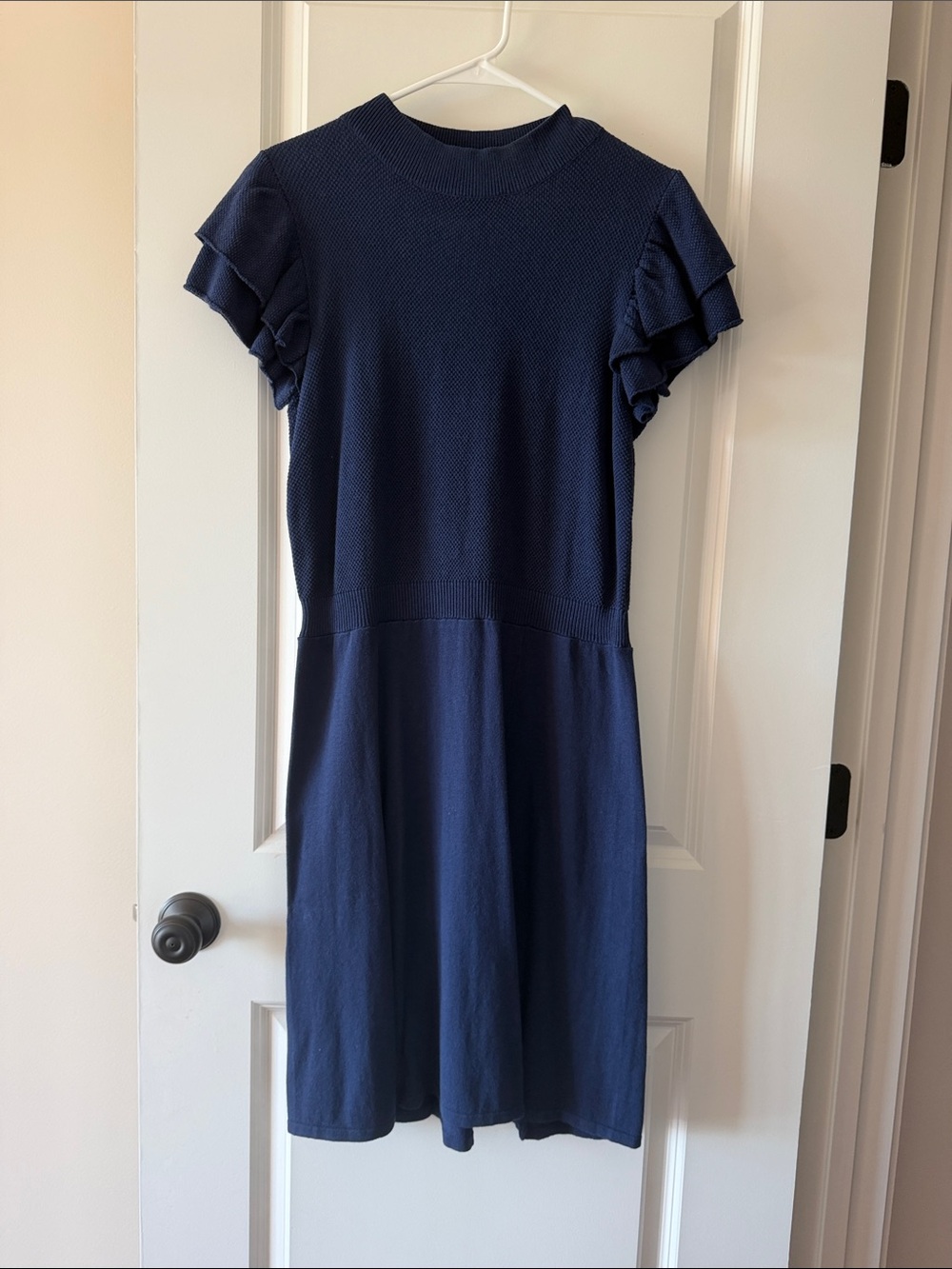 Never Worn!! Navy Ruffle Sleeve Midi Dress